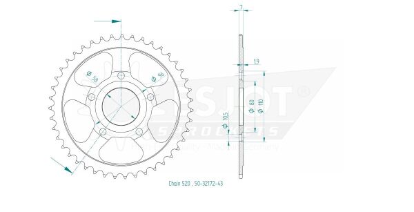 Sprocket Rear 43t 520