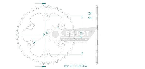 Sprocket Rear 42t 520