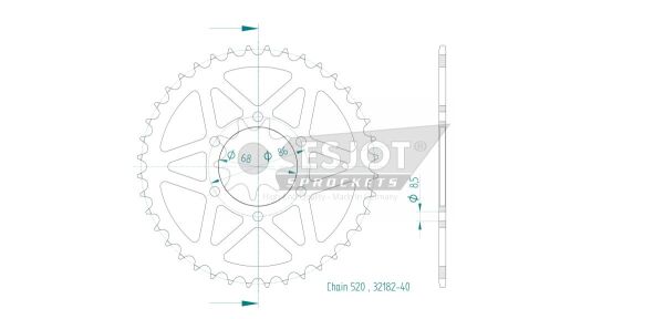 Sprocket Rear 40t 520