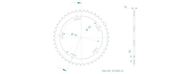 Sprocket Rear 43t 520