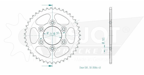 Sprocket Rear 43t 530