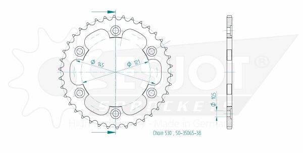 Sprocket Rear 38t 530