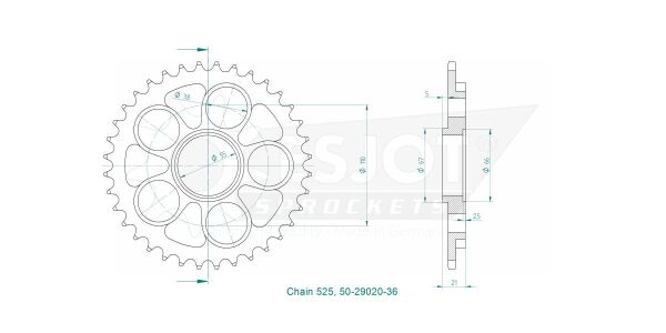 Sprocket Rear 36t 525