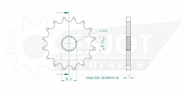 Sprocket Front 16t 525