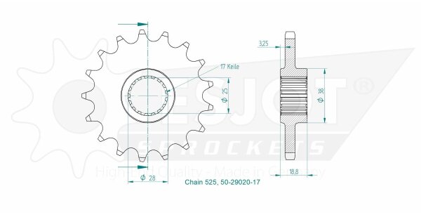 Sprocket Front 17t 525