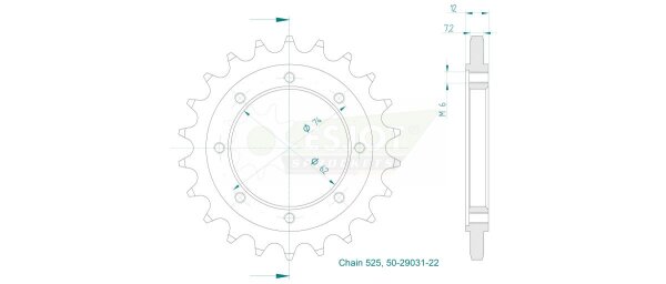 Sprocket Front 22t 525