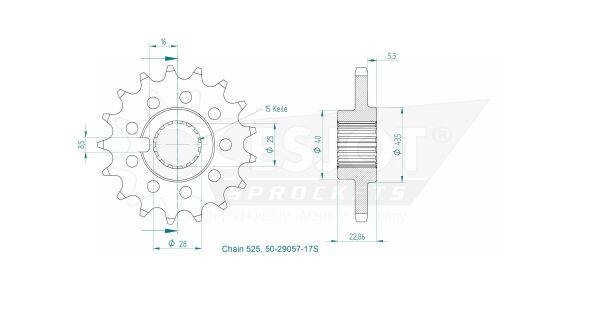 Sprocket Front 17t 525