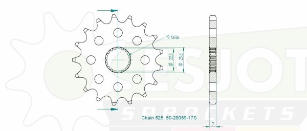 Sprocket Front 17t 525