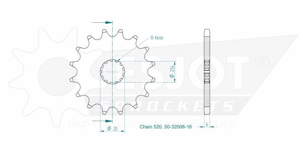 Sprocket Front 16t 520