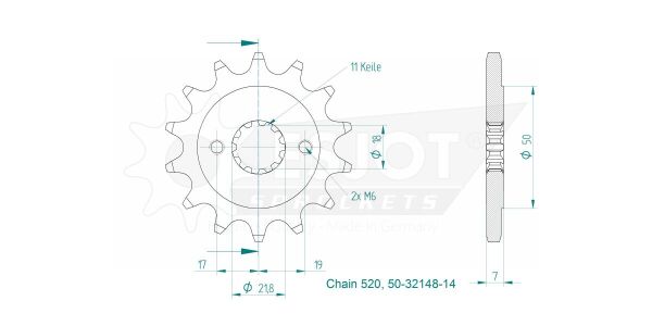 Sprocket Front 14t 520