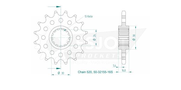 Sprocket Front 16t 520