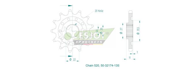 Sprocket Front 13t 520