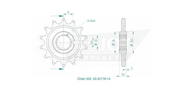 Sprocket Front 14t 520
