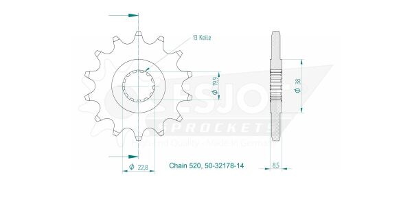 Sprocket Front 14t 520