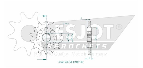 Sprocket Front 14t 520