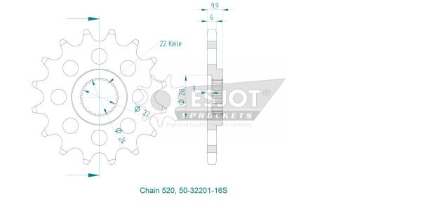 Sprocket Front 16t 520