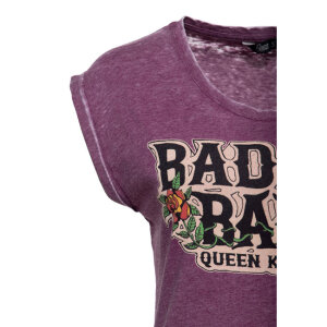 Queen Kerosin Bad ass babe t-shirt plum Size M