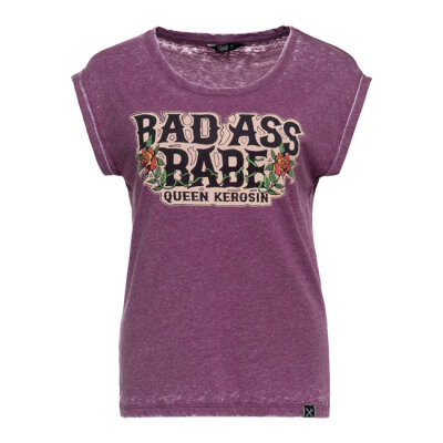 Queen Kerosin Bad ass babe t-shirt plum Size L