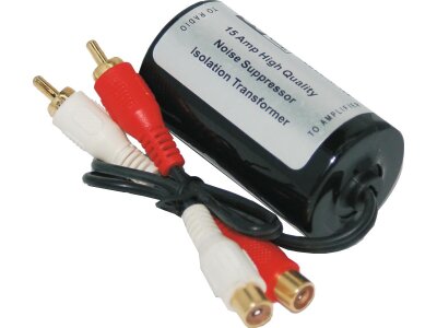 In-Line RCA Cable Noise Filter for Engine Noise Reduction Black