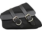 Canvas Swing Arm Saddle Bag With Black Straps Black Left
