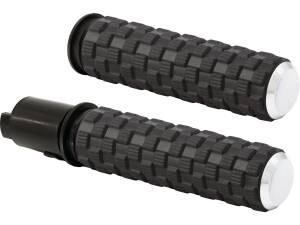 AirTrax Grips Black Rubber, Chrome Endcaps 1" Throttle By Wire (Switch Housing Sensor)