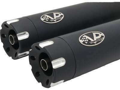 Double Slip-On Muffler Set Endcap Revolver Black Ceramic Coated