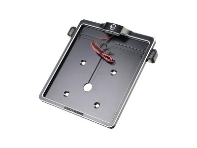 Mid-Mount License Plate Bracket and Base Plate Kit V2, Germany: 180 x 200 mm, with 3-in-1 Turn Signals Black Cut