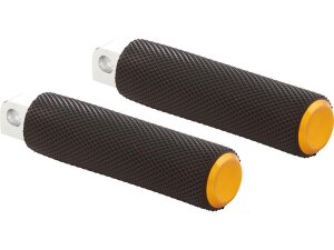Knurled Rubber Passenger Pegs Black Rubber, Gold Endcap