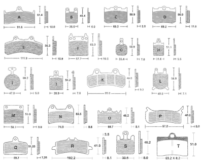 Organic Brake Pads for 100mm Calipers (FR)