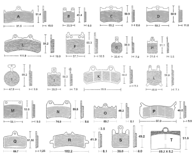 Organic Brake Pads for 108mm Calipers (IT)