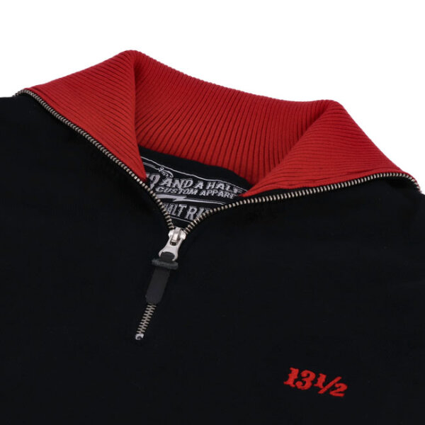 13 1/2 Outlaw half-zip sweater black/red Size XL