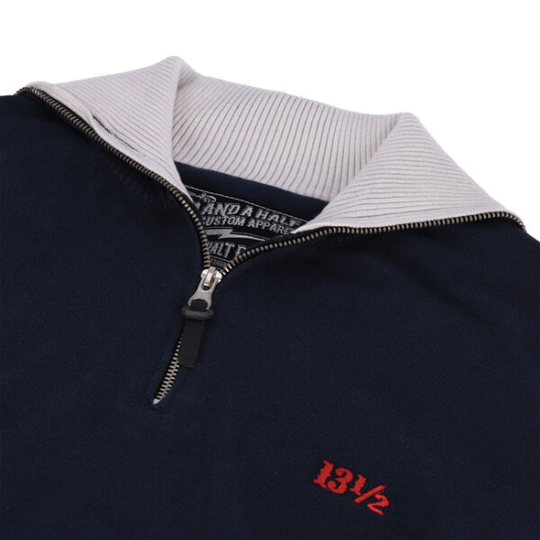 13 1/2 Outlaw half-zip sweater navy/offwhite Size 3XL