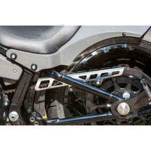 Ricks Motorcycles, belt guard square holes. Polished