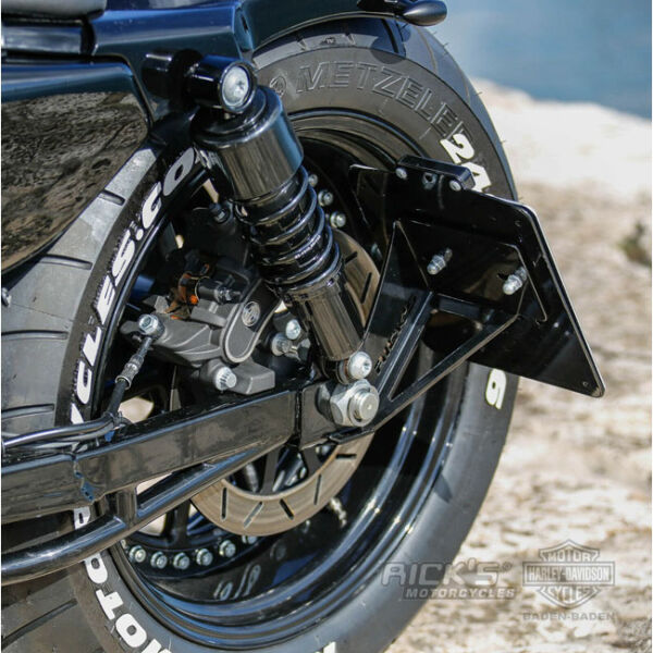*14 DAYS EXTRA TRANSIT TIME* Ricks Motorcycles, side mount license plate kit short.Black