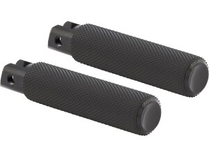 Knurled Rubber Passenger Pegs Black Rubber, Black Endcap