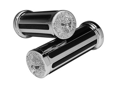 Eagle Ribbed Grips Black Chrome 1" Throttle Cables