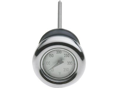 Temperature Gauge Dipstick, Chrome with Black Fahrenheit Gauge