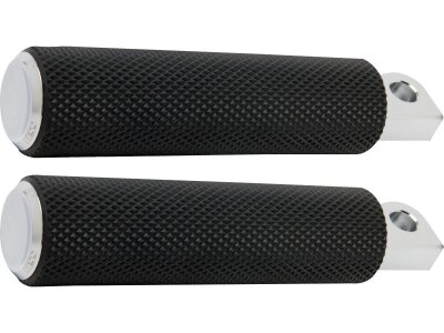 Knurled Rubber Footpegs Black Rubber, Chrome Endcap