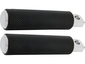 Knurled Rubber Footpegs Black Rubber, Chrome Endcap