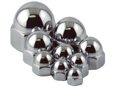 Flat Crown Acorn Nut Pack Chrome 3/8"-24 UNF