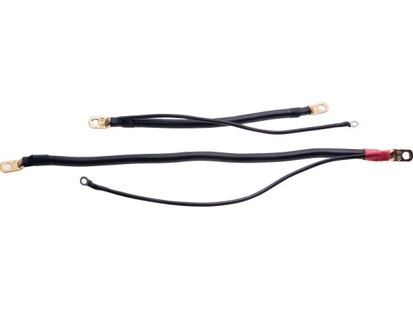 Mega Battery Cables with 12" Auxiliary Wire 14" Positive Black
