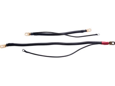 Mega Battery Cables with 12" Auxiliary Wire 14" Positive Black