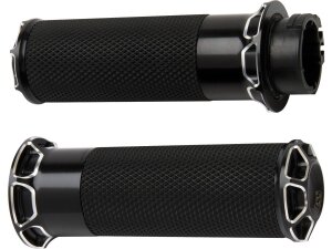 Beveled Fusion Grips Black Anodized 1" Throttle Cables