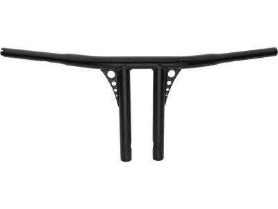 10 Straight-Up T-Bar Handlebar Non-Dimpled 4-Hole Black Powder Coated 1 1/4" Throttle By Wire Throttle Cables