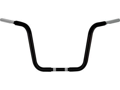 12 Chubby Classic Ape Hanger Handlebar Non-Dimpled 3-Hole Black Powder Coated 1 1/4" Throttle By Wire Throttle Cables
