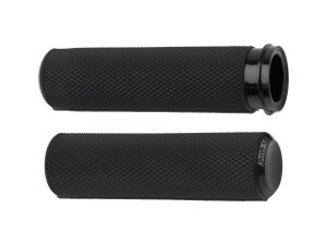Knurled Fusion Grips Black Rubber, Black Endcap 1" Throttle By Wire