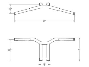 10" Dominator Raked Bar Bar 4-Hole Black Satin 1 1/4"