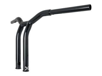 12" Dominator Raked Bar Bar 4-Hole Gloss Black 1 1/4"
