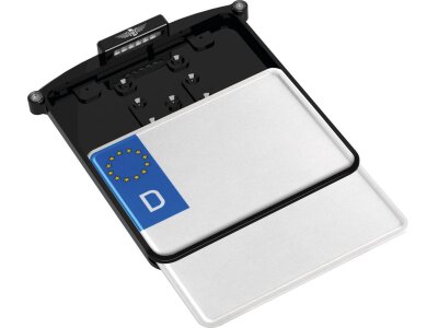 ALL-IN-ONE NANO License Plate Base Plate 3 in 1 and License Plate Light, German Size 200x180mm Black Anodized