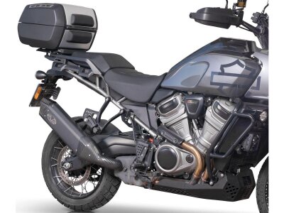 Single Slip-On Muffler for Pan America Models Carbon Fiber Endcap Black Ceramic Coated
